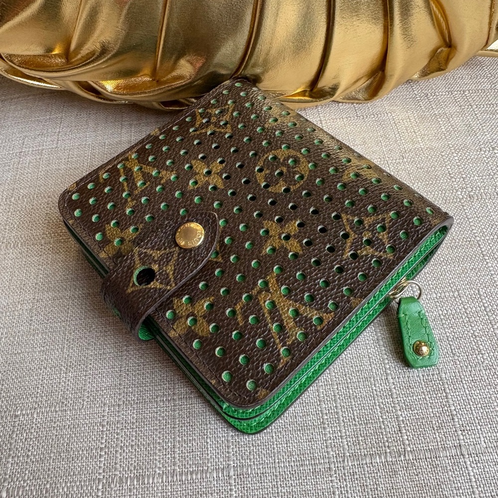 Louis Vuitton Brown and Green Perforated Wallet - Picture 2 of 8